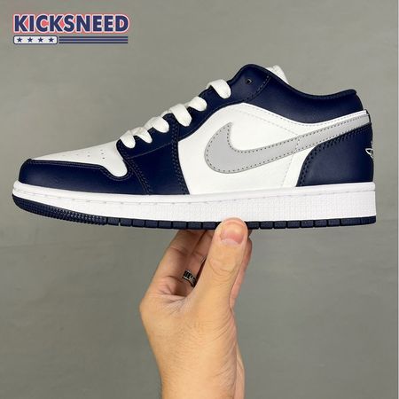 Jordan 1 Low Wolf Grey Midnight Navy 553558-141 Unisex Size